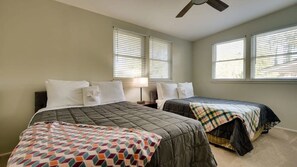 Twin Double Beds with Classic Ceiling Fan