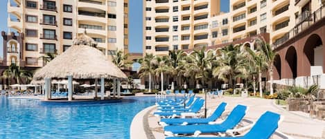 Relax and enjoy the large infinity pool and lounge area.
