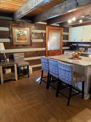 Seating at kitchen counter for four