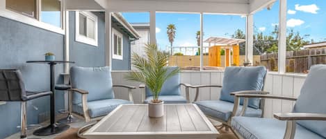 Patio seating to enjoy an afternoon.