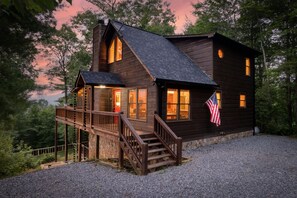 Our cheerful and welcoming wood and stone cabin will make you feel right at home, indoors and out.