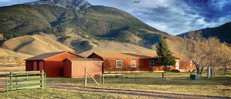 A view of our vacation rental. Beautiful Dexter Peak is in the background.