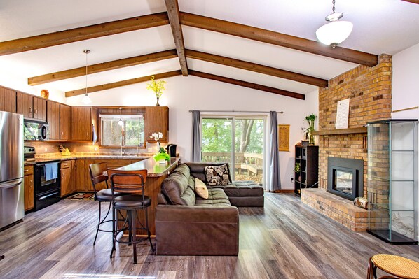 Large living room and kitchen