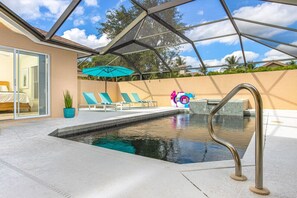 Float around in the heated pool on a pool floaty, relax in the spa, or chill on the sun chaises and get lost in a book....