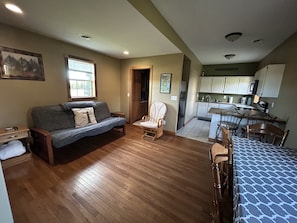 Living room with a full size futon