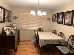 Dining room! (If you're a "Lamb" you'll love the decor!)