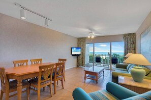 Separate living and dining areas. Additional seating at the counter