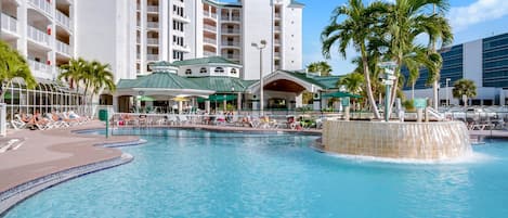 Have a fun game of volleyball while you enjoy the pool