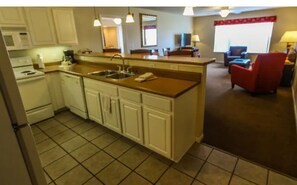 The kitchen and living areas are nicely appointed and very spacious.