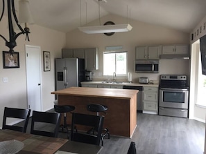 The kitchen has all the amenities you might need during your stay