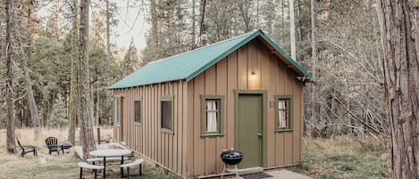 Cabin 11 is secluded with a small brook running along the side of the cabin. 