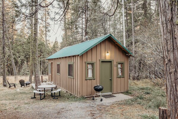 Cabin 11 is secluded with a small brook running along the side of the cabin. 