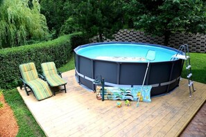 Heated swimming pool in the summertime