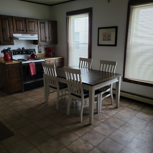 Spacious and fully stocked kitchen