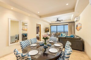 "Charming dining area with a view."