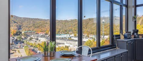 View of downtown Gatlinburg from kitchen nook