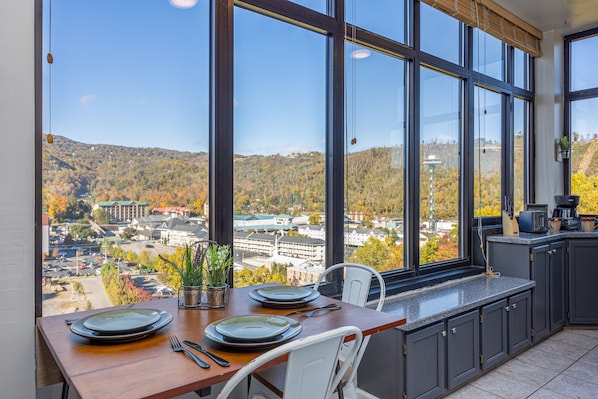 View of downtown Gatlinburg from kitchen nook