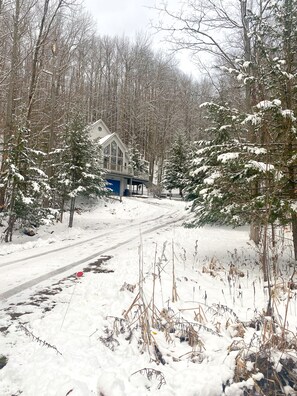 Recent photo taken to show parking and slope of driveway   4x4 required