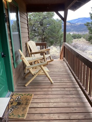 The front porch is a great place to watch the sunset. 