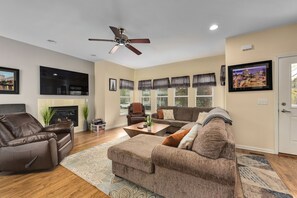 Cozy living room with fire place