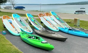6 new paddle boards, four kayaks, plenty of life jackets, fun on the water