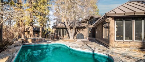 Heavenly Valley comes with a beautiful private pool and outdoor patio.