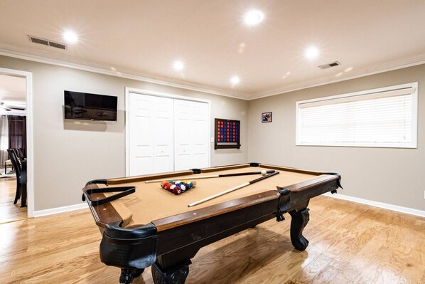 It's time to relax and have fun.  Billiards or the giant connect 4 are sure to provide endless entertainment.