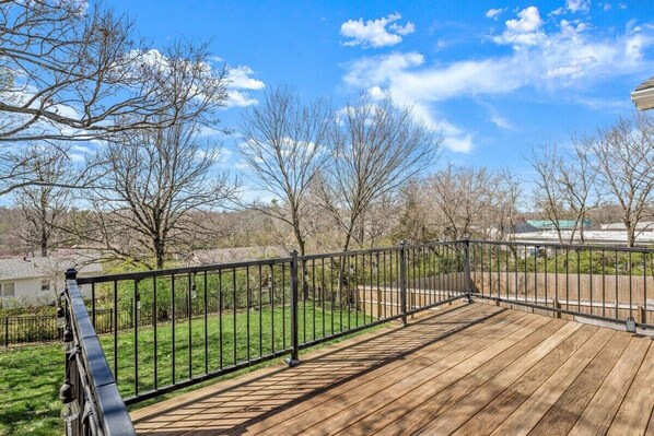 Our fully fenced backyard provides plenty of space for kids and pups to play.