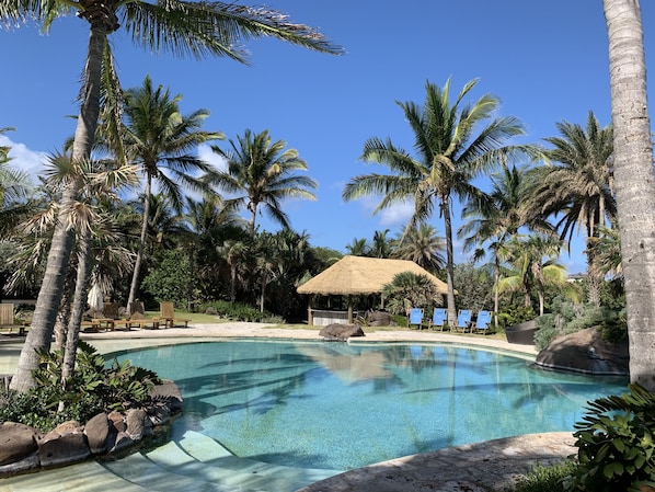 Semi private Beach-Club with infinity pool, only 3min walk from the property.