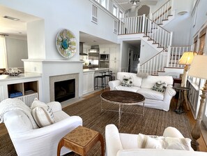 OPEN LIVING AREA WITH FIREPLACE