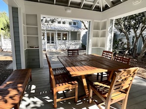 GAZEBO WITH LIGHTED OUTDOOR DINING FOR 8