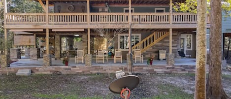 Double-decked! Dine upstairs/down, now we've added an outdoor firepit, + seating