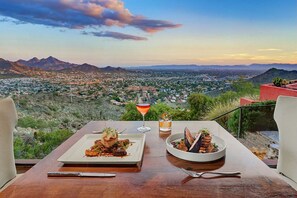 Enjoy your meal with a breathtaking view of the area.