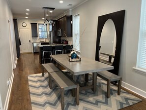 Dining table with seating for up to 8