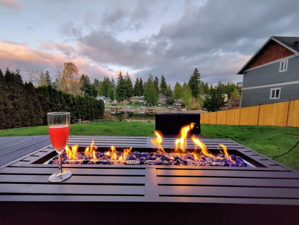 Enjoy a drink with a view of the lake