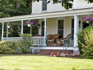 Lake house front porch with lake view