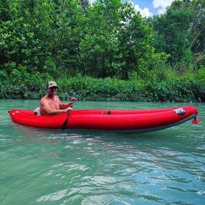 Bring your own kayak or they can be rented at Son's Blue river Camp.