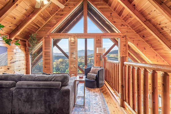 Relax in the loft and admire the Smokies!