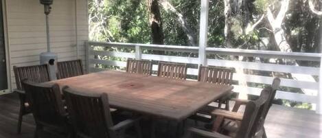 Enjoy the pieceful deck overlooking the tea trees.