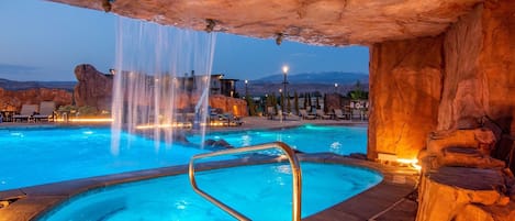 Grotto hot tub with water fall