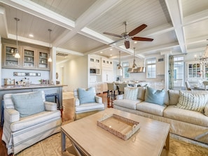 Living Room, Dining Area and Kitchen at 15 Dune Lane