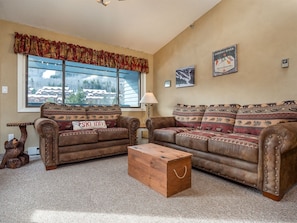 living room area features sofa bed for extra sleeping