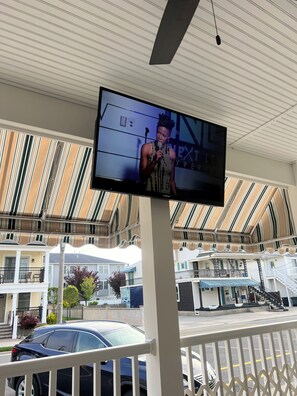 TV at First Floor Covered Porch