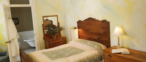 Rose Room, 2nd floor. Queen bed with ensuite bath featuring clawfoot tub.