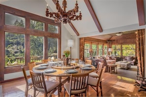 View of Dining room into the family room