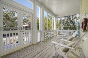 ADIRONDACK CHAIRS AND SWING , A PERFECT LOCATION FOR MORNING COF