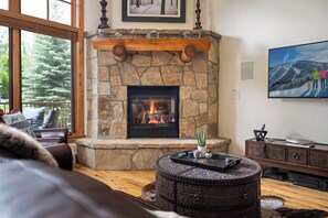 Warm up by the fire after a fun day on the slopes