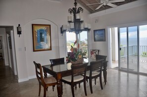 Dining room seating for 6 with views  of the Caribbean sea