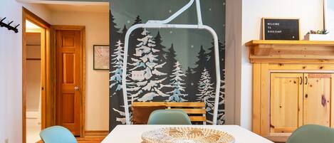 Custom mural inspired by the treetop views and alpine air at Grand Targhee.