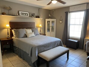 First Bedroom renovated with Smart TV,  and sitting area